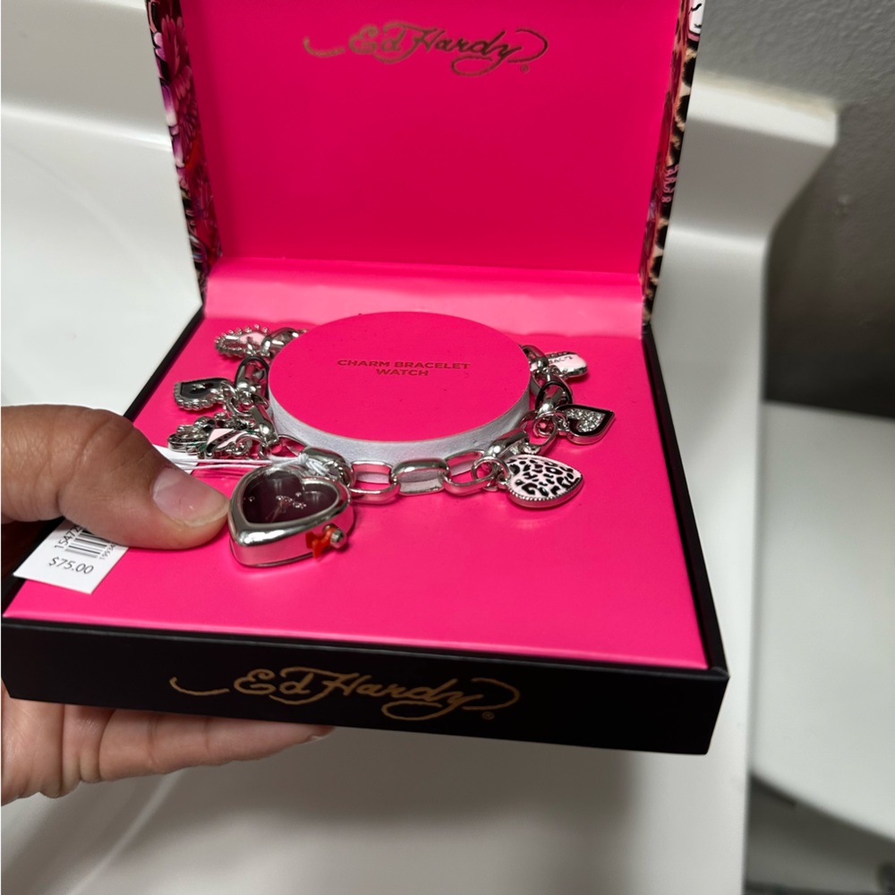 Ed Hardy Silver Charm Bracelet Watch - Picture 6 of 6